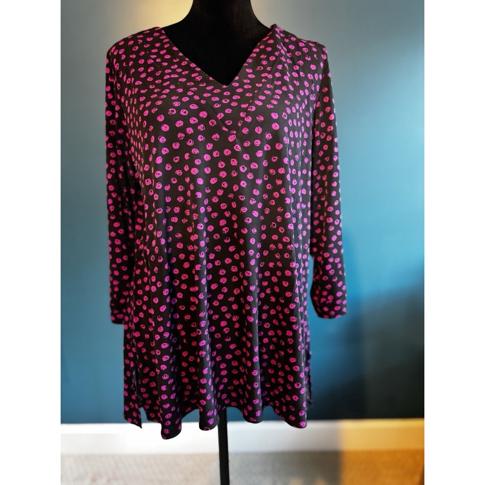 NWT Leota Black And Pink Blouse - Size 2L